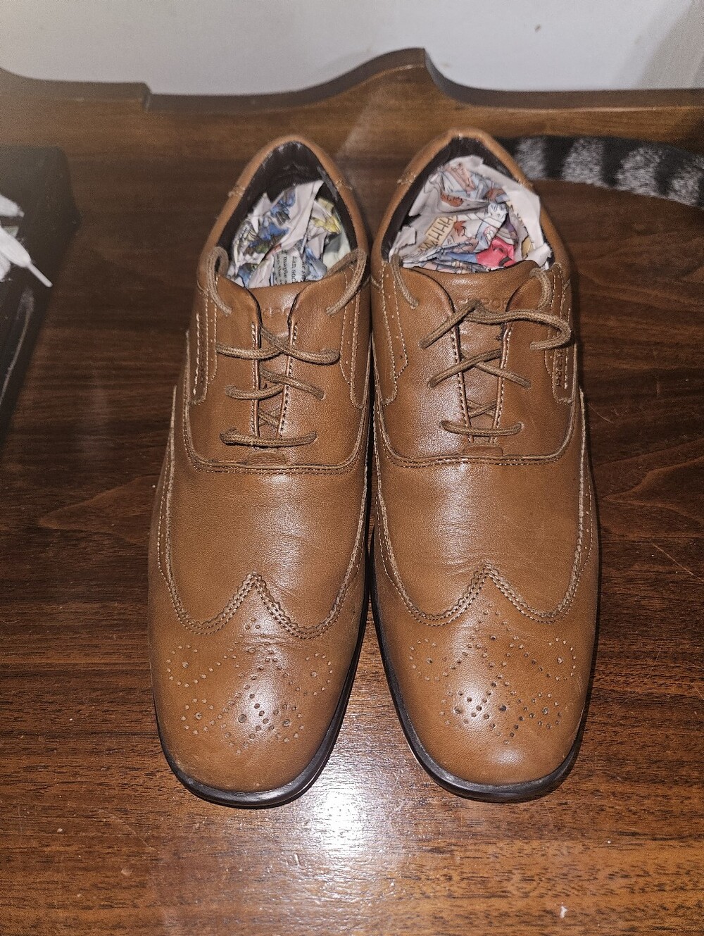 Mens Rockport Wingtip Oxford Brown Leather Dress Shoes Size 9!
